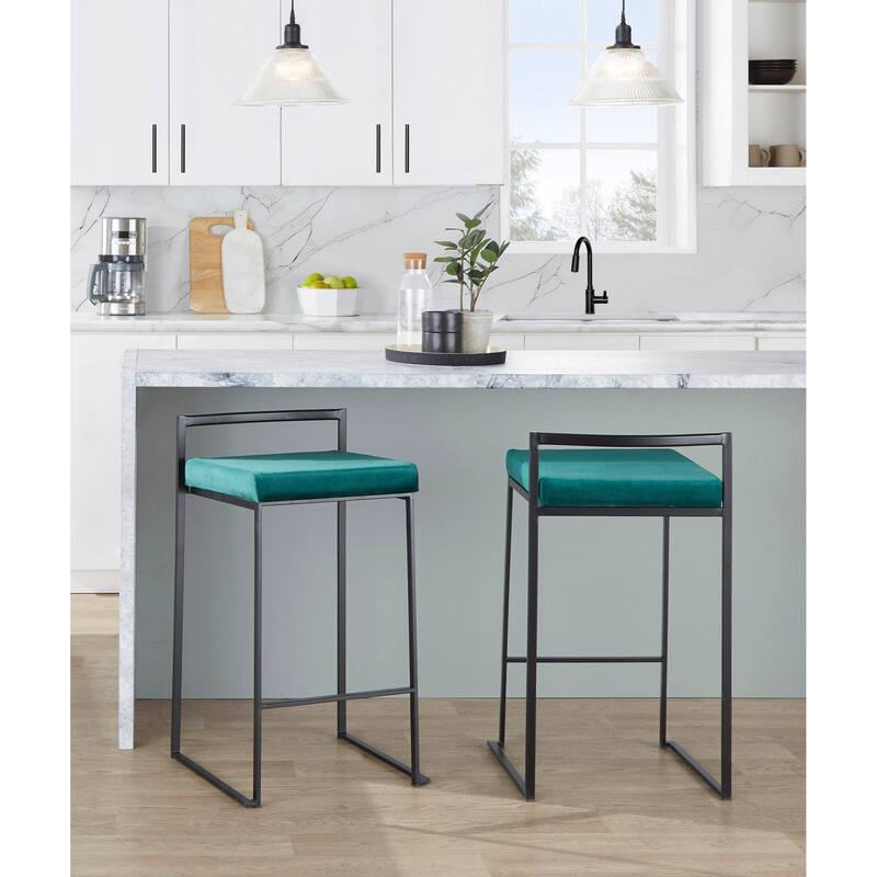 Porch & Den Forrest Black Stackable Fully Welded Counter Stool (Set of 3)