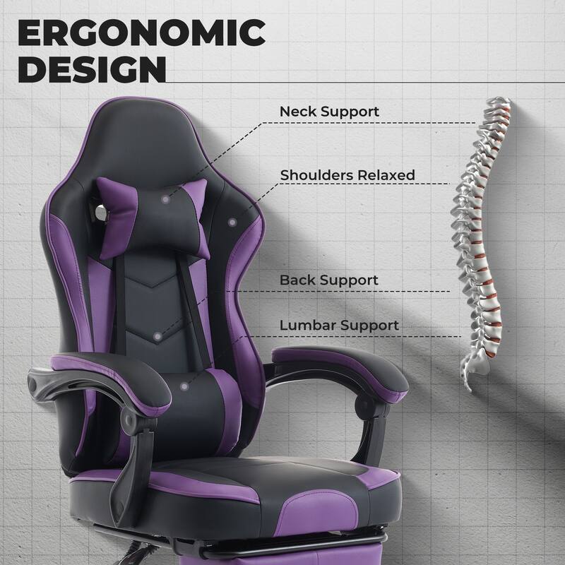 Gaming Chair, Ergonomic Computer Chair Height Adjustable Swivel Video Game Chair for Adults, 300lb Max
