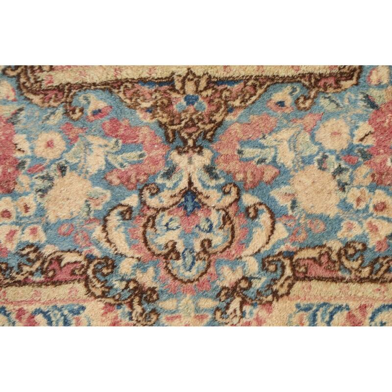 Vegetable Dye Floral Kerman Persian Area Rug Handmade Wool Carpet - 8'9" x 11'5"