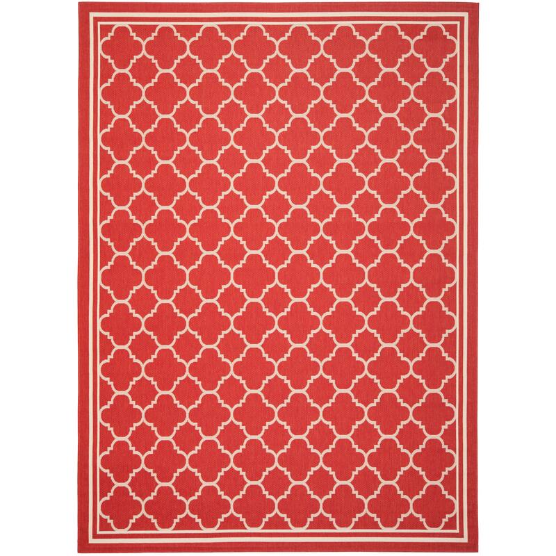 SAFAVIEH Courtyard Kristelle Indoor/ Outdoor Waterproof Patio Backyard Rug - 8' x 10' - Red/Bone