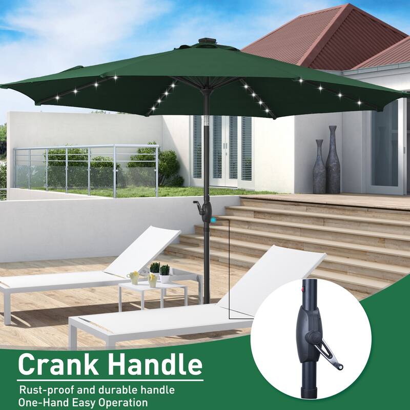 10ft Patio Umbrella with Lights Outdoor Solar Umbrella