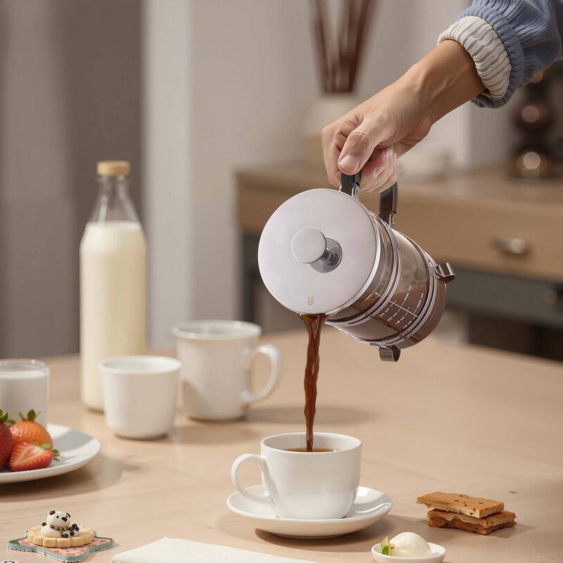 Large 34oz Glass French Press with Stainless Steel Filter - 6.69 x 4.13 x 8.46 inch