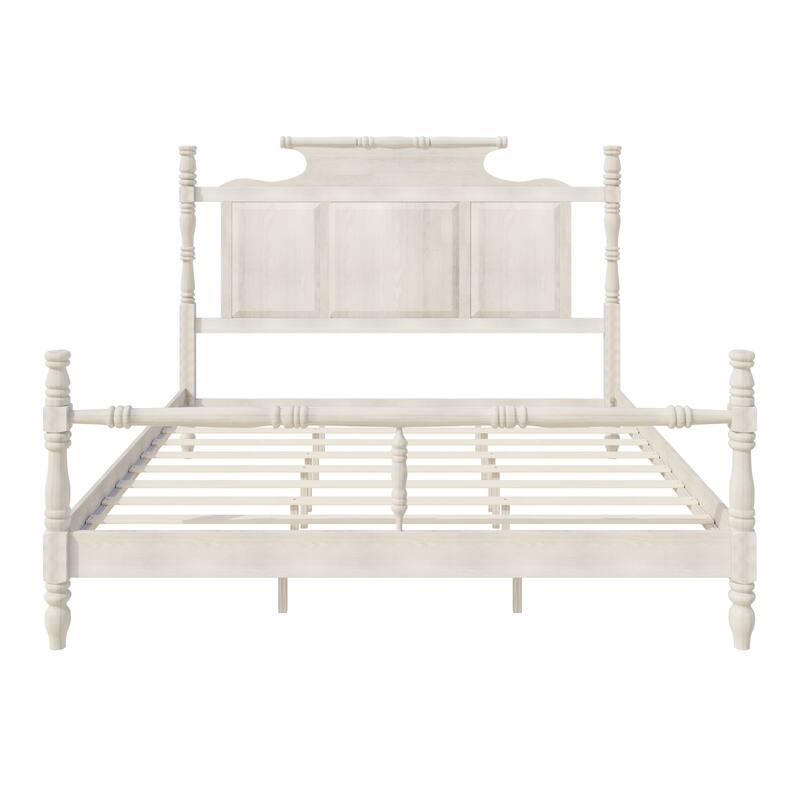 Vintage Country Style Wood King Size Platform Bed