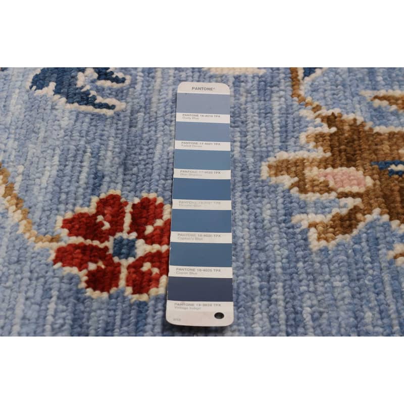 ECARPETGALLERY Hand-knotted Modern Oushak Light Denim Blue Wool Rug - 7' 11" x 9' 11"
