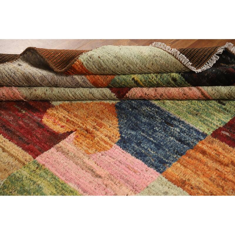 Checkered Moroccan Oriental Area Rug Handmade Bedroom Wool Carpet - 6'11" x 10'0"