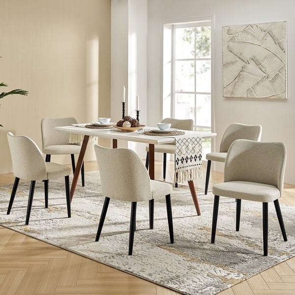 Melisa Modern Ergonomic Backrest Dining Chair with Solid Wood Legs Set of  by HULALA HOME