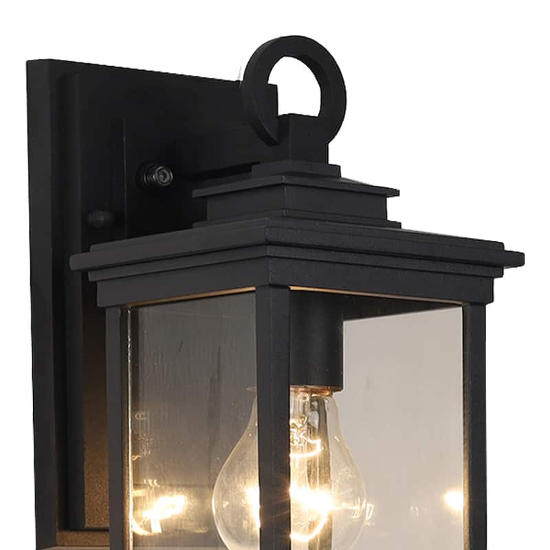1 Light Outdoor Wall Lighting with Clear Glass in Black Finish - 12"H x 5.2"W x 6.7"D