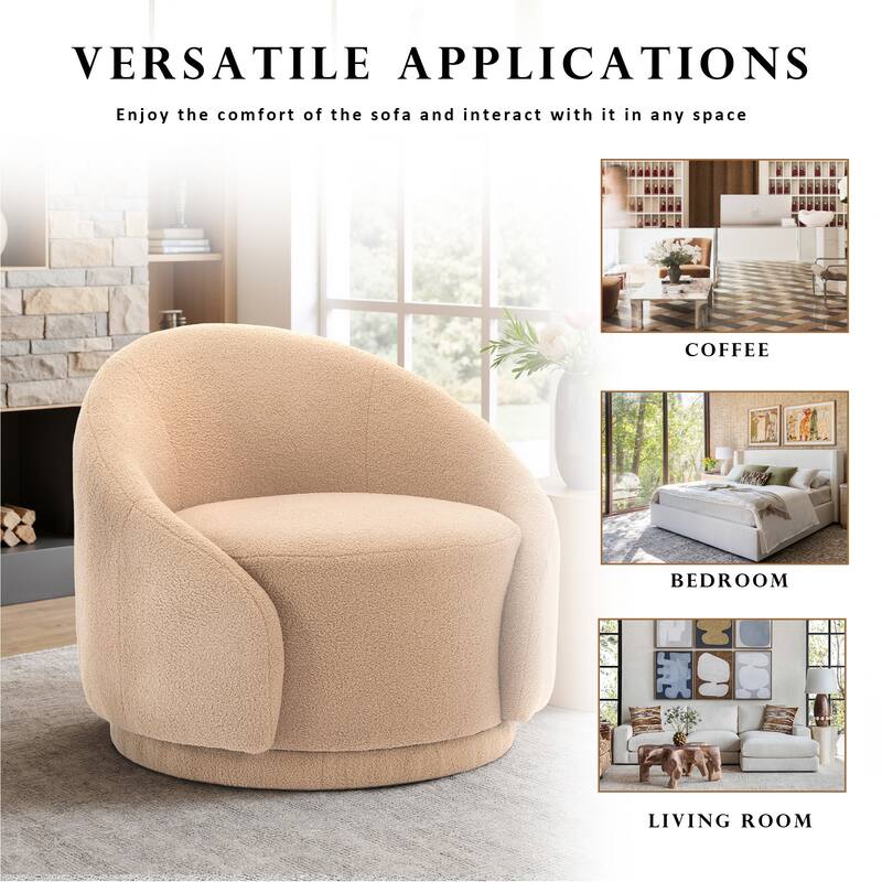 Modern Upholstered Swivel Barrel Chair Accent Lounge Chair
