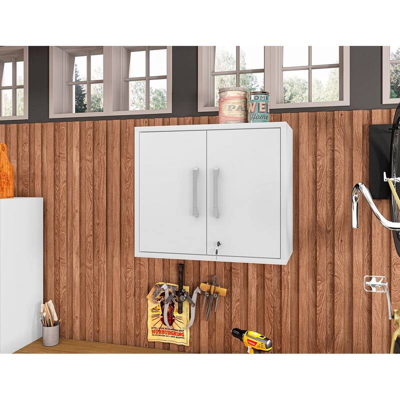 Manhattan Comfort Eiffel Floating Garage Storage Cabinet with Lock and Key