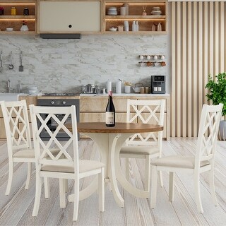Khel Solid Wood 5-Piece Round Dining Table Set - Bed Bath & Beyond ...