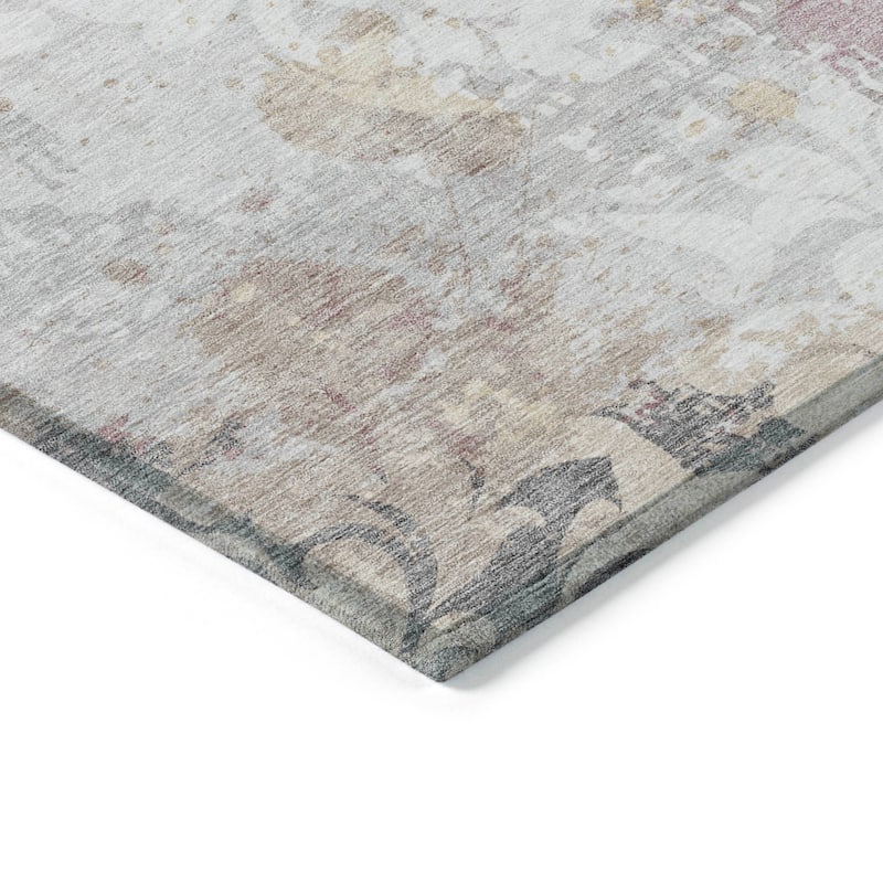 Machine Washable Indoor/ Outdoor Chantille Vintage Damask Rug