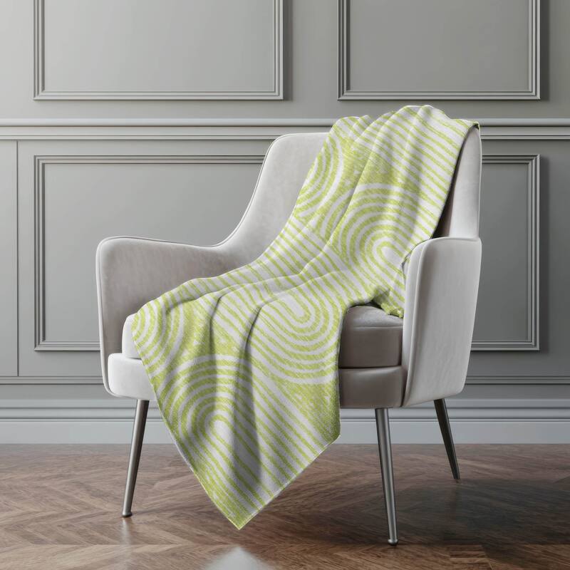 Premium Machine Washable Contemporary Sherpa Throw Blanket - Green - 4'2" x 5'10"