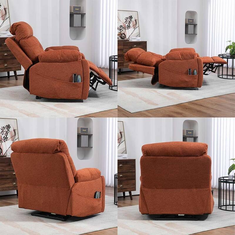 Upgraded Flagship 4-Motor Independent Control Oversized 180° Lay Flat Chenille Power Lift Recliner Chair