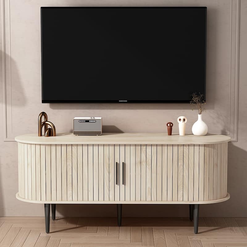 TV Stand, 47" Modern TV Console Table with Storage Compartment and Sliding Door, Gaming Entertainment Center with Cabinet