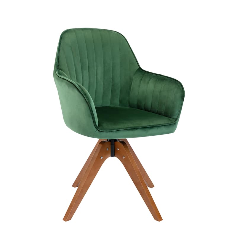 Porthos Home Oana Velvet/ Beechwood Swivel Dining Chair - Green