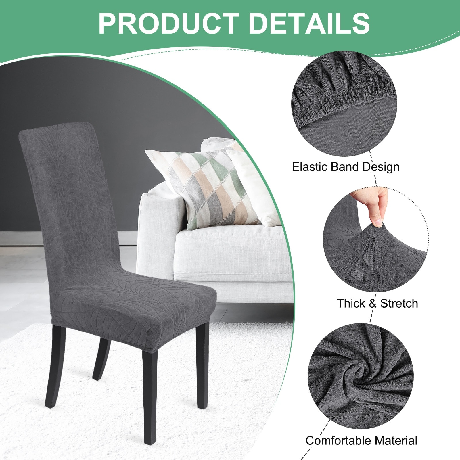 Waterproof Chair Cover, Dining Room Stretch Jacquard Chair Covers Protectors