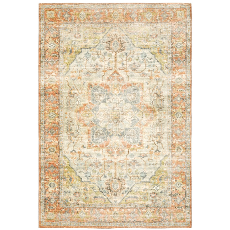 Pueblo Orange Blue Abstract Casual Area Rug