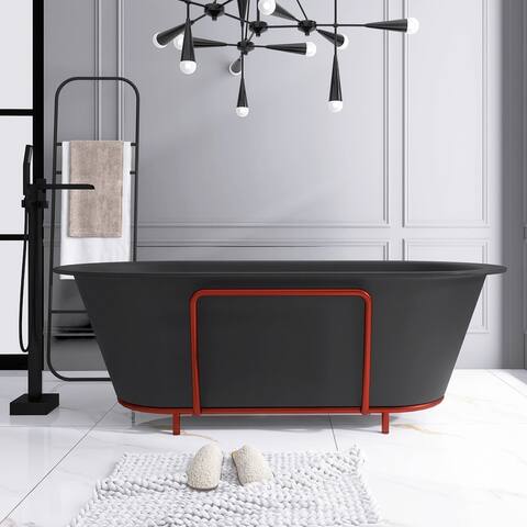 71 in. W Solid Surface Clawfoot Soaking Bathtub with Center Drain