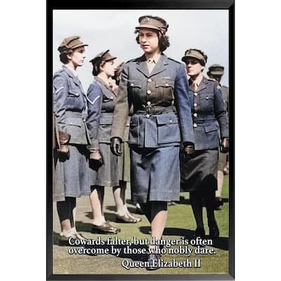 Queen Elizabeth Younger Days In The Military Framed Poster - 24 x 36 Inch