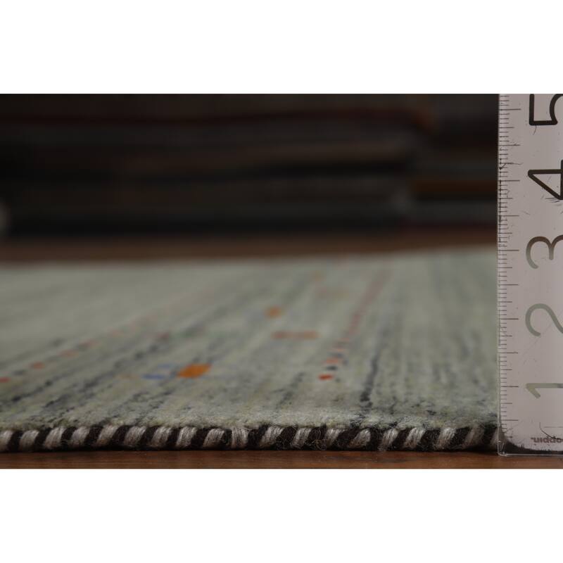 Hand Knotted Oriental 100% Wool Carpet Tribal Animal Pictorial Green Gabbeh Area Rug - 8' 1'' X 4' 11''