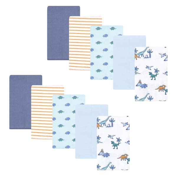 slide 1 of 1, Hudson Baby Boys Cotton Flannel Burp Cloths 10-Pack, Pastel Dino, One Size - Pastel Dino 10 Pack - One Size One Size - Pastel Dino 10 Pack
