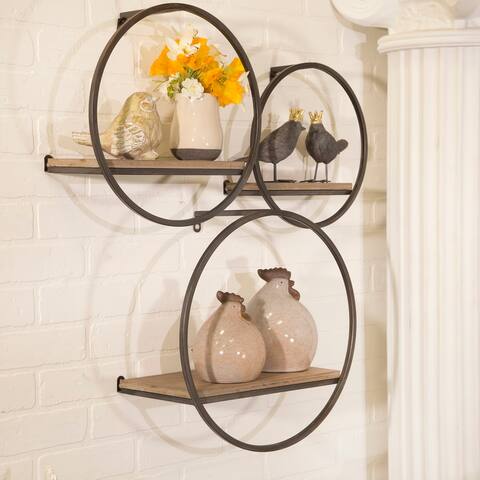 Set of 3 Wood, metal Wall Shelves 8"H - 15.75" x 15.75" x 8.0"