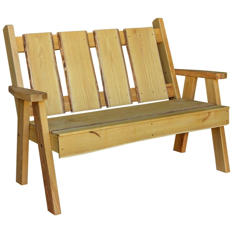 Live Edge Locust Wood 4' Timberland Garden Bench - Natural Stain