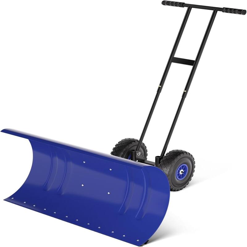 29-Inch Heavy-Duty Steel Snow Shovel Double Pole - Blue