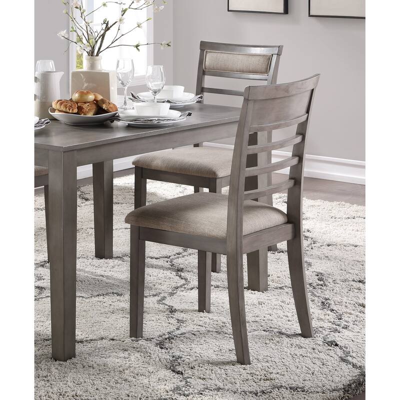 Dining Set Table and 4 Side Chairs Set Fabric Upholstery Wooden Kitchen Dining Set - Grey