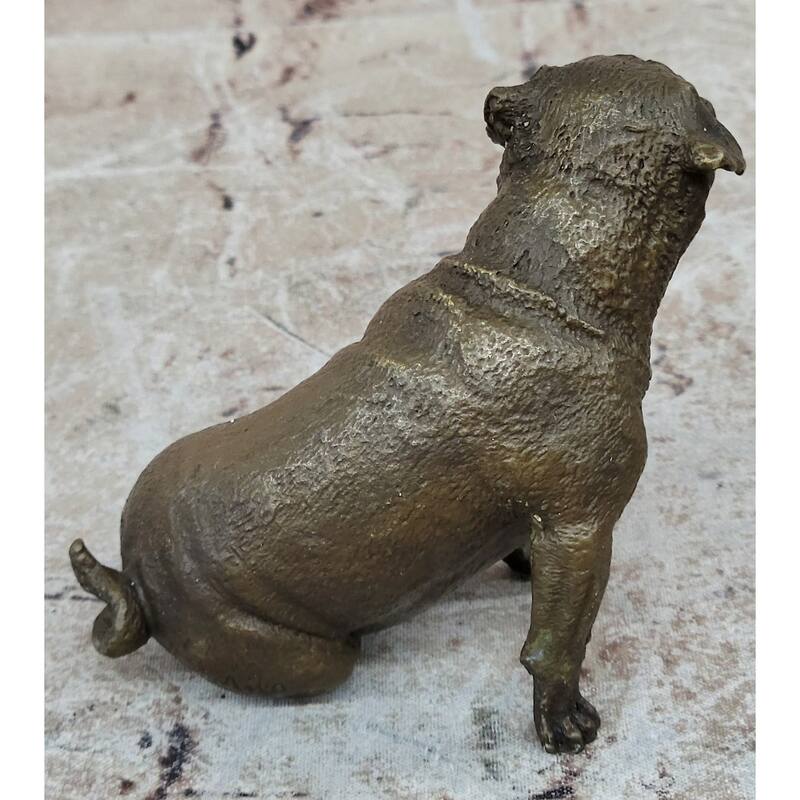 Pug Dog Bronze Miniature Statue Sculpture Figure Original Art 4 Inches X 4 Inches