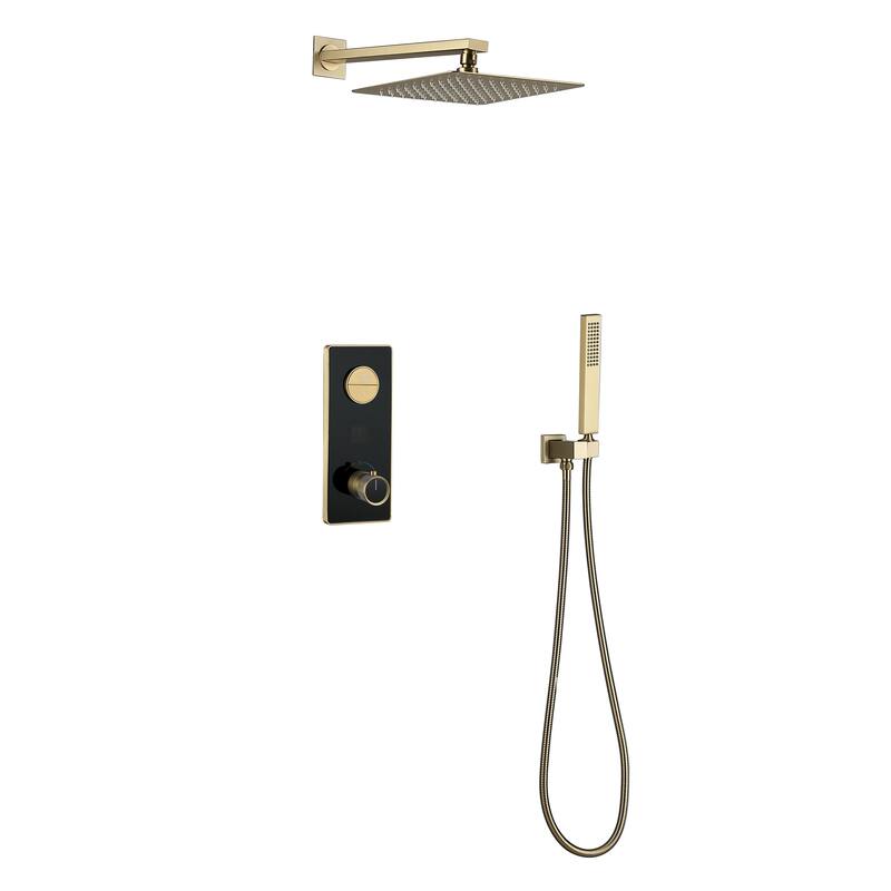 9.84" Digital Display Thermostatic Complete Shower System with Rough in-Valve, Rain Shower Head