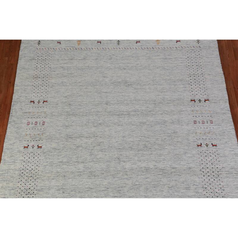 Hand Knotted Oriental 100% Wool Carpet Tribal Animal Pictorial Greys & Charcoal Gabbeh Area Rug - 10' 0'' X 8' 3''