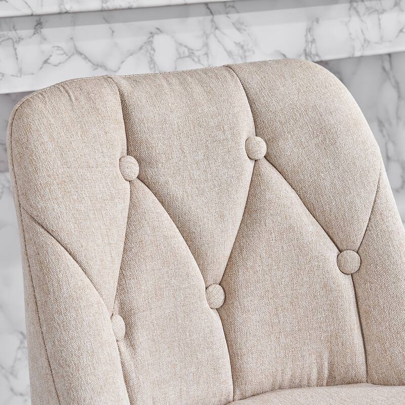 Bar Stool Set of 2, Upholstered Bar Stool with Button-Tufted Backrest, Counter Height Armless Chair with Sturdy Metal Frame