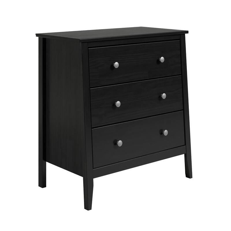 Jela Solid Wood 3 Drawer Dresser - Black