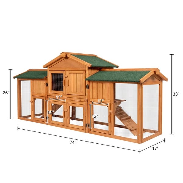 Kinpaw 74” Rabbit Hutch Large Bunny Cage Small Animal House Habitat