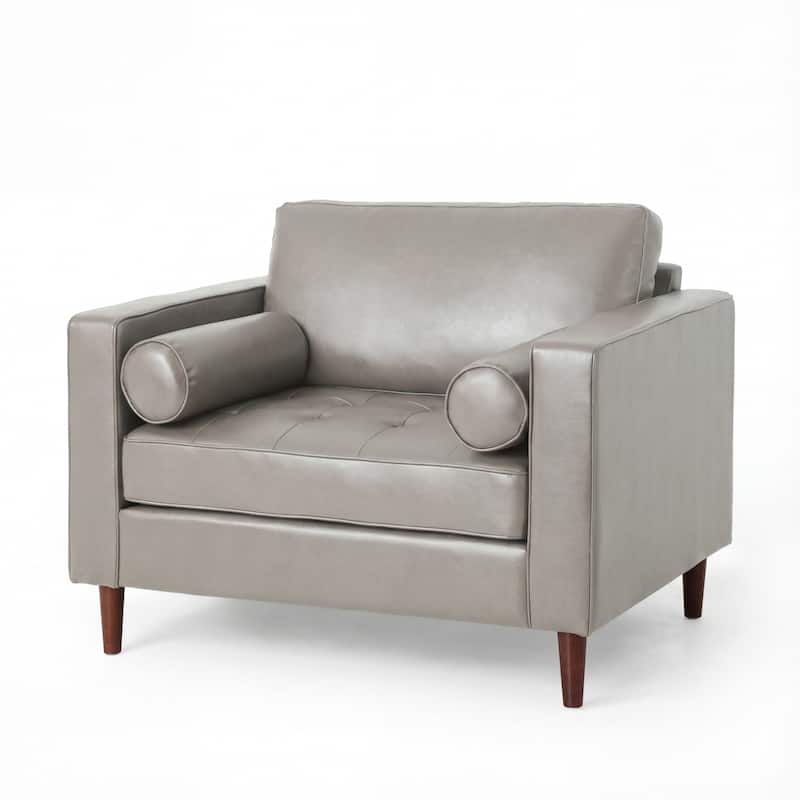 Malinta Contemporary Faux Leather Cushioned Club Chair by Christopher Knight Home
