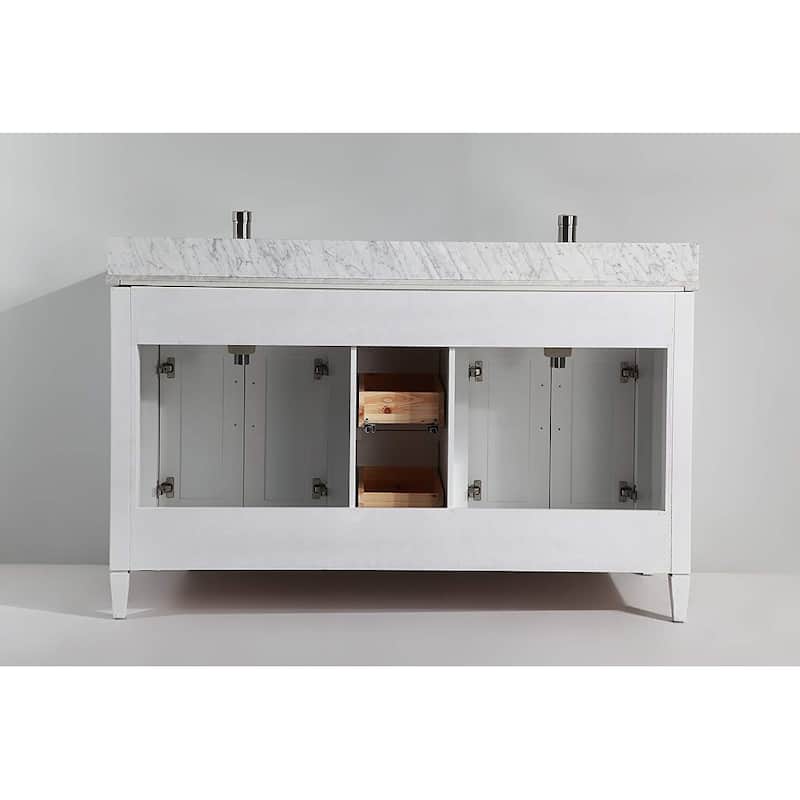 Vanity Art 60 in. Modern Double Sink Bathroom Vanity with Top and Mirror