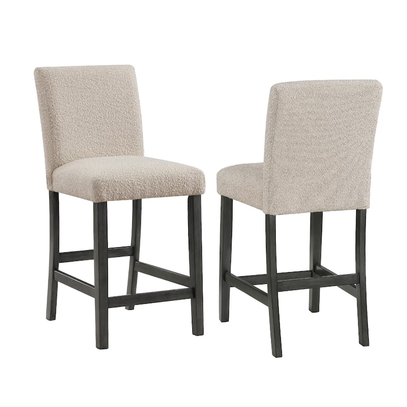 Set of 2 Upholstered Counter Height Dining Chairs - Beige/Charcoal Grey