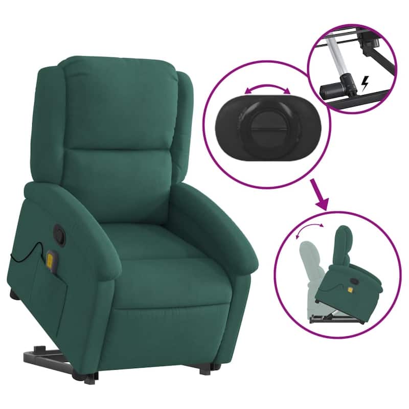 vidaXL Stand up Massage Recliner Chair Power Lift Wingback Armchair Velvet