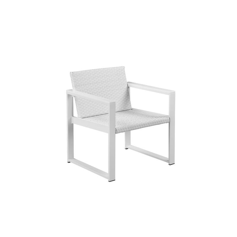 Impeccably Comfortable Upholstered Aluminum Cushioned Chair with Rattan, White