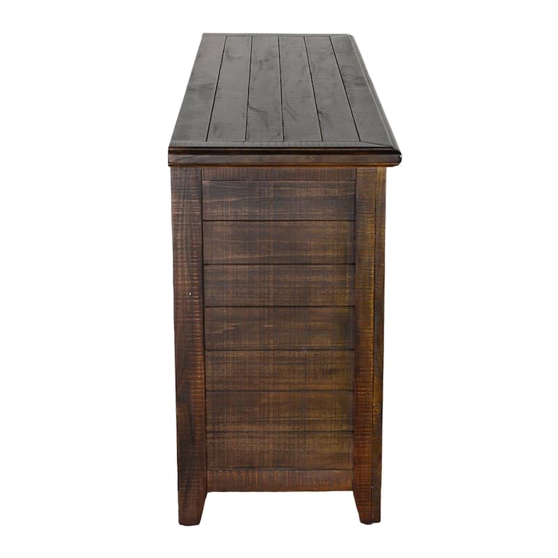 Yael TV Media Console, 6 Shelves, Glass Doors, 70 Inch Dark Brown Wood