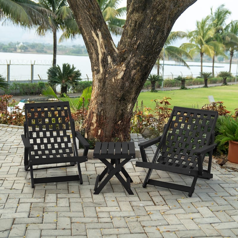 Aspen Fully Assembled All-Weather HDPE Outdoor Folding Lounge Chair with Removable Cushion