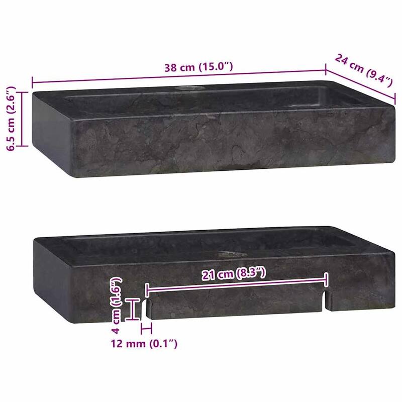 vidaXL Wall-mounted Sink Gray/Cream/Black 15"x9.4"x2.6" Marble