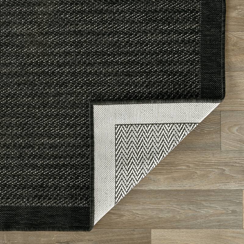 World Rug Gallery Contemporary Bordered Weather Resistant Reversible Indoor/Outdoor Area Rug