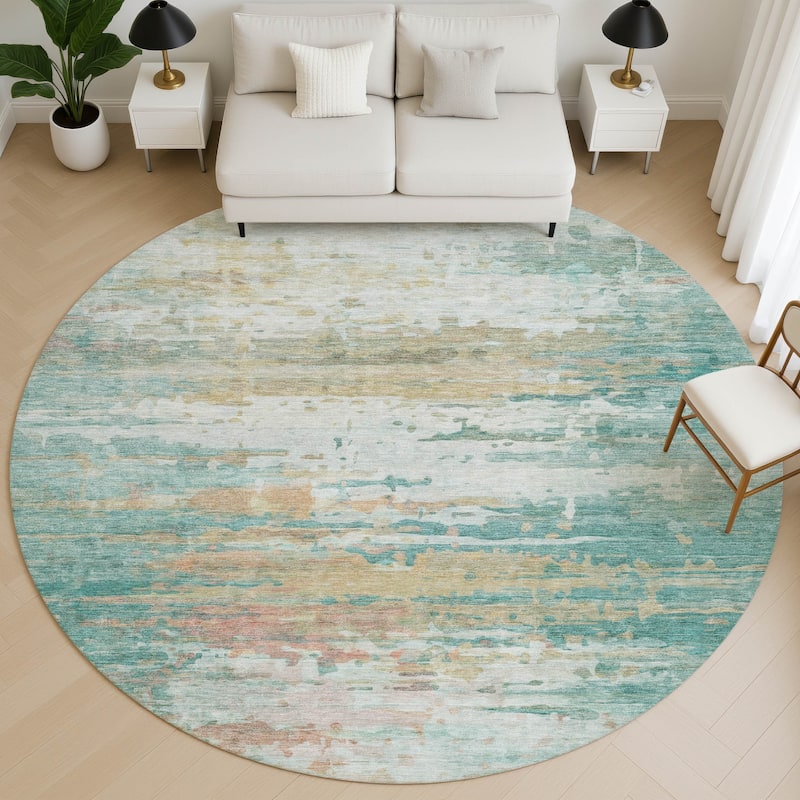 Premium Washable Super Soft Abstract Ombre Mayfield Rug - Teal - 8' x 8'