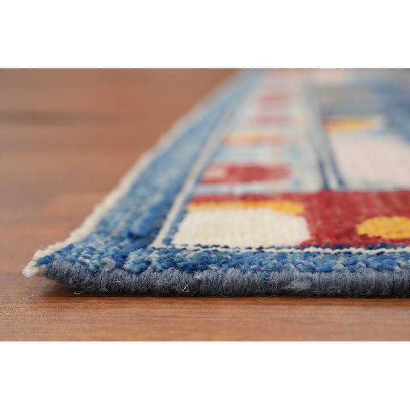 Hand Knotted Oriental 100% Wool Carpet Transitional Floral Navy Blue & Blues Oushak Area Rug - 6' 6'' X 4' 11''