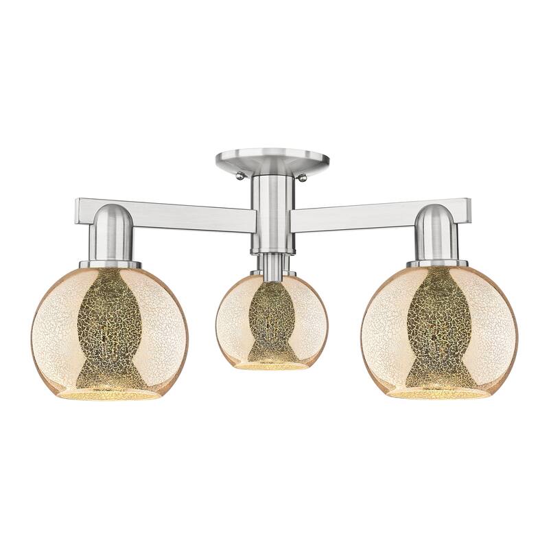 Innovations Lighting Endless Possibilities Arcadia - Athens - 3 Light 23" Semi-Flush Mount - Mercury/Brushed Satin Nickel
