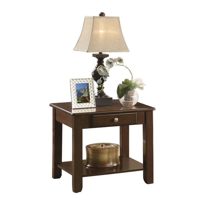 Contemporary End Table with Drawer and Shelf Wooden Furniture 1pc