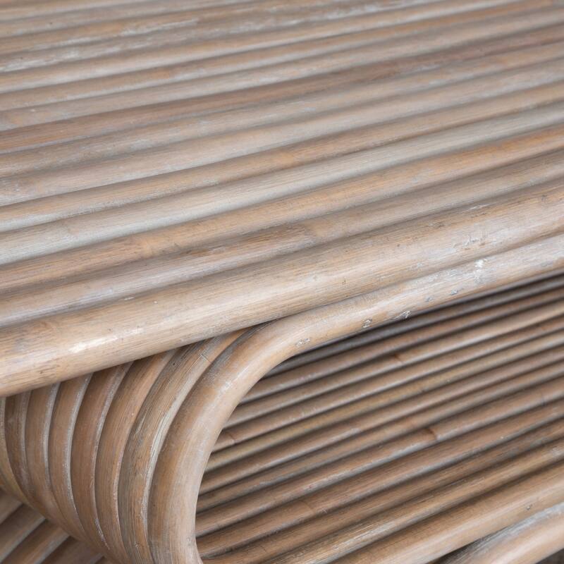 Rattan Coffee Table - 58" - White Washed Finish