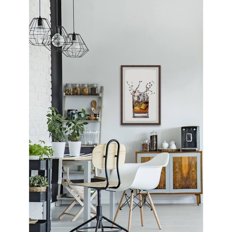 Whiskey and Ice Framed Wall Art, Elegant Home Touch - Sophisticated Artwork for Refined Décor